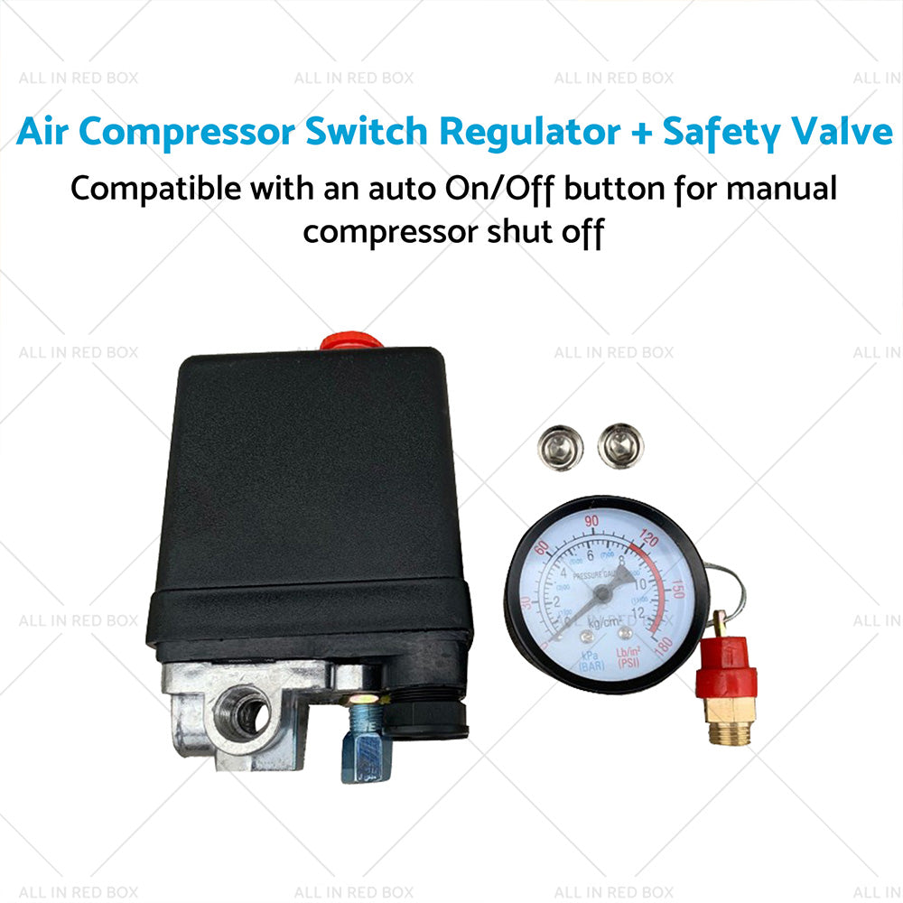 Air Compressor Pressure Switch Manifold Regulator Safety Valve 175psi 4 Port-2