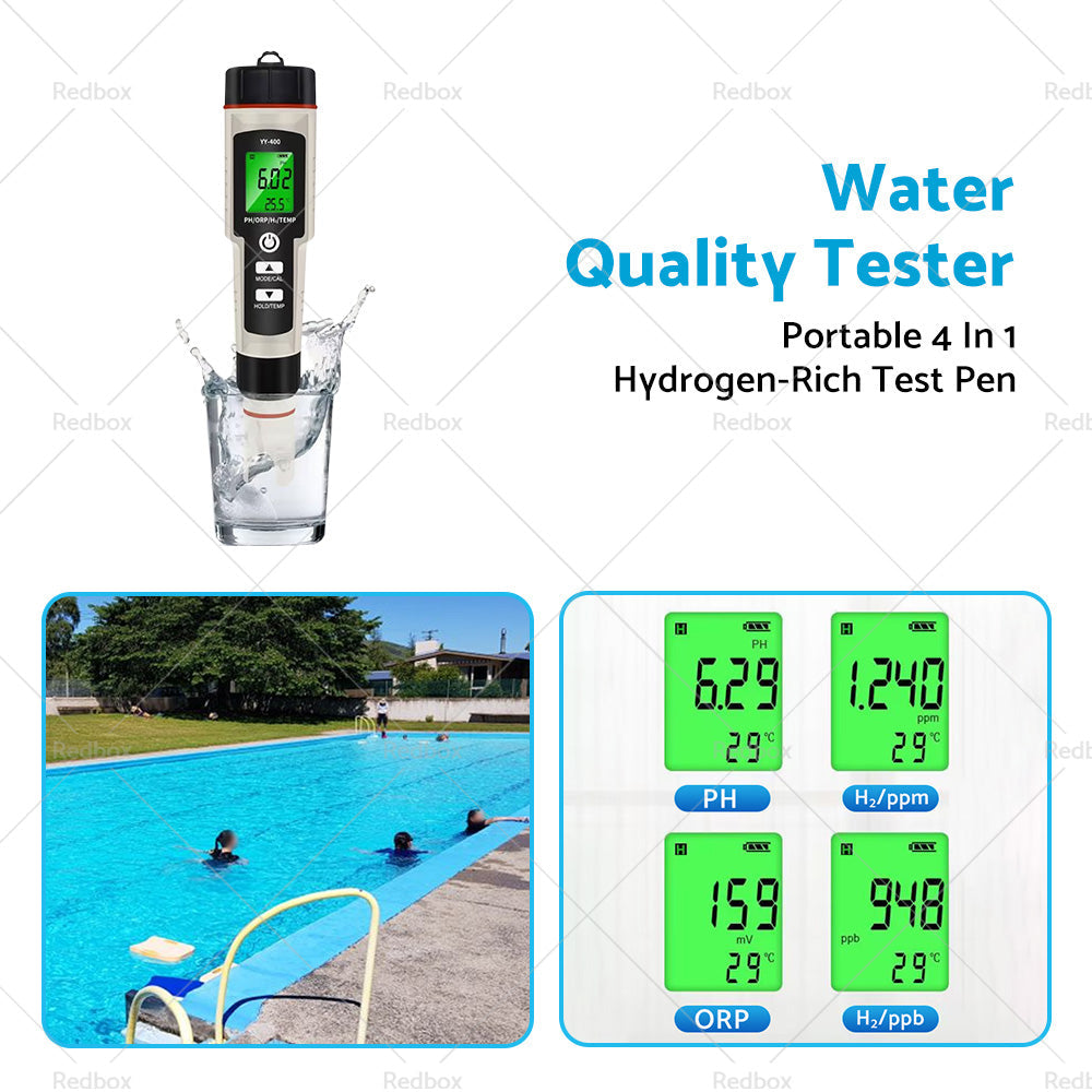 Portable 4 In 1 Hydrogen-Rich Test Pen PH ORP TEMP Water Quality Meter Tester-3