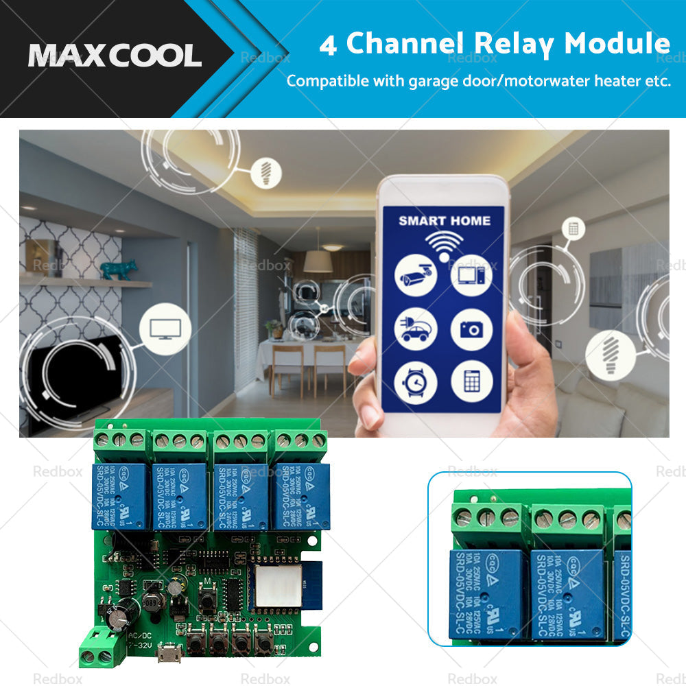 WIFI Bluetooth-compatible AC DC 4 Channel Relay Module Development Board-0