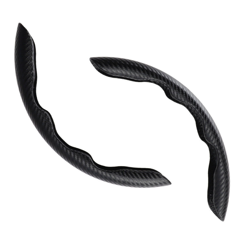2x Black Carbon Fiber Steering Wheel Booster Non-Slip Cover Trim Accessories-0