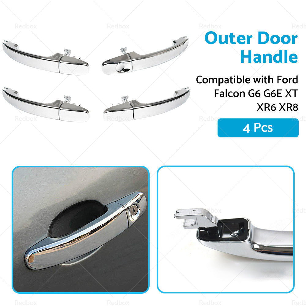 Full Set 4PCS Outer Door Handle Chrome Suitable For Ford FG Falcon G6 XT XR6 XR8-4