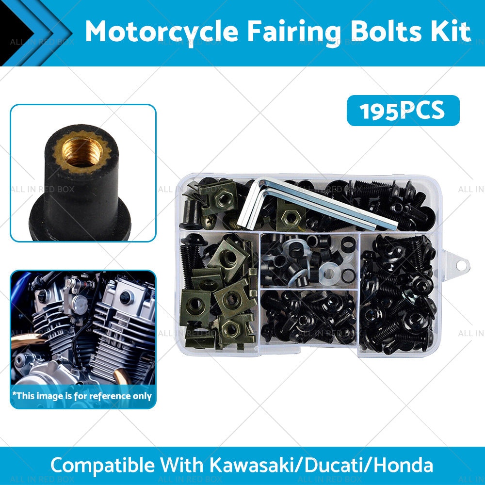 195PCS Motorcycle Fairing Bolt Body Screw Suitable For Kawasaki Ducati Honda-0