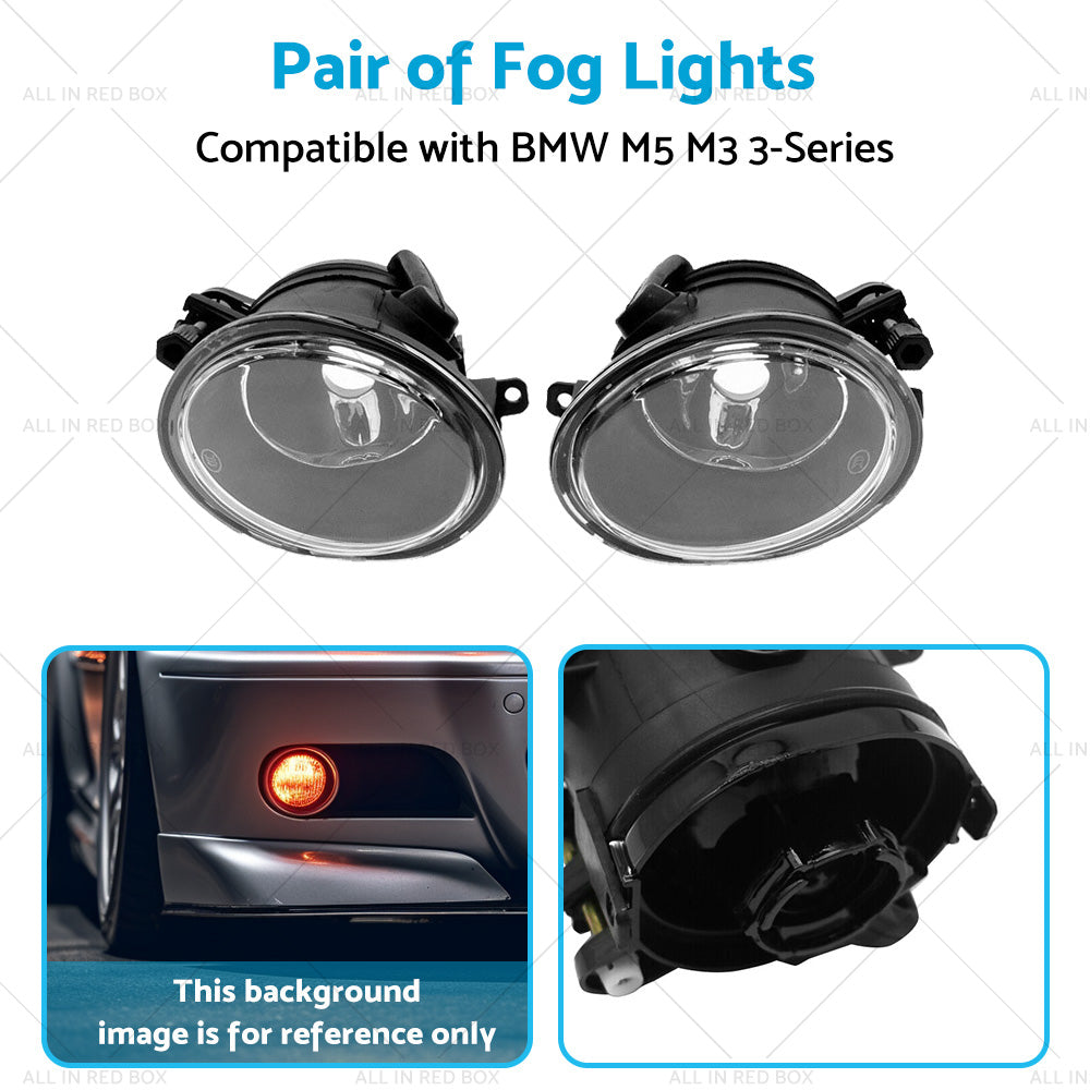 Pair Replacement Clear Fog Lights Lamps Suitable for 2001-2006 BMW E46 3-Series-3