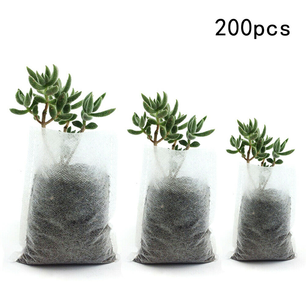 Non-Woven 200PCS Biodegradable Bags Plant Grow Pot Nursery Seedling Garden-1