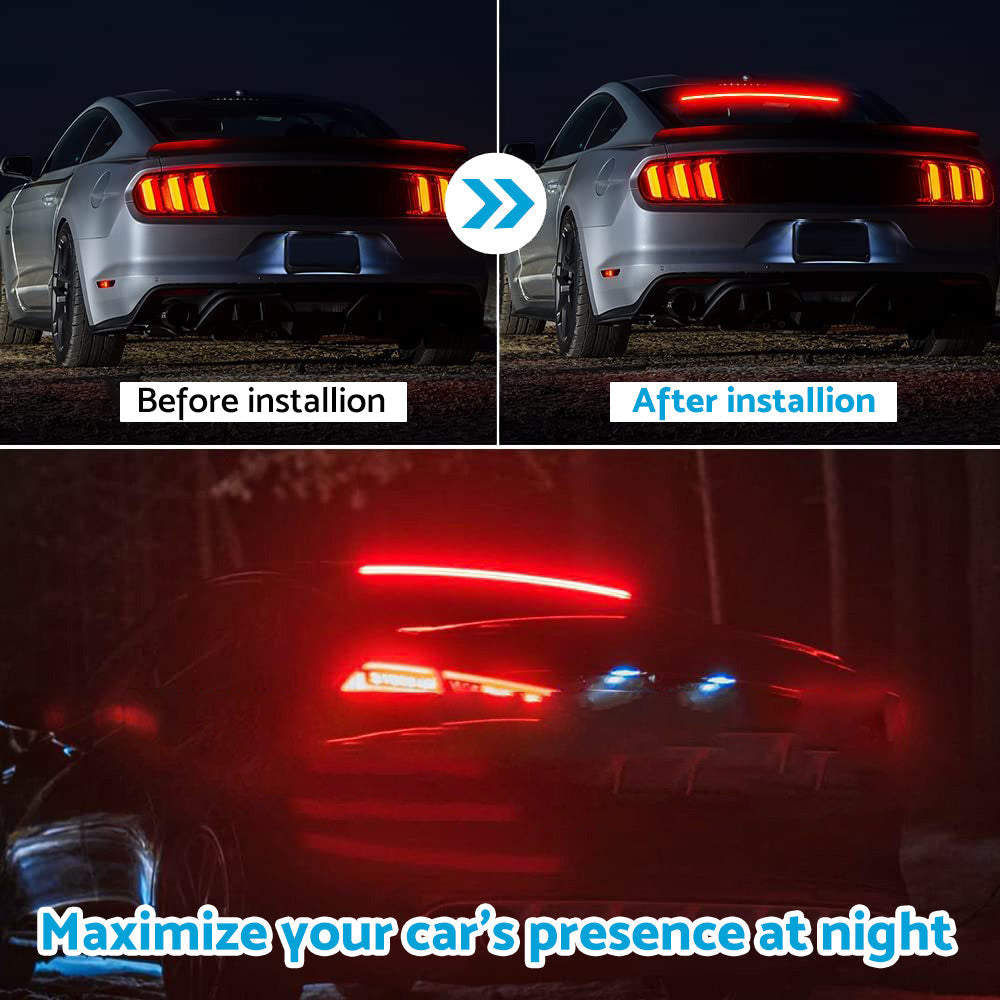1M Red LED Car High Mount Third Brake Stop Rear Tail Light Bar Strip Universal 12V-4