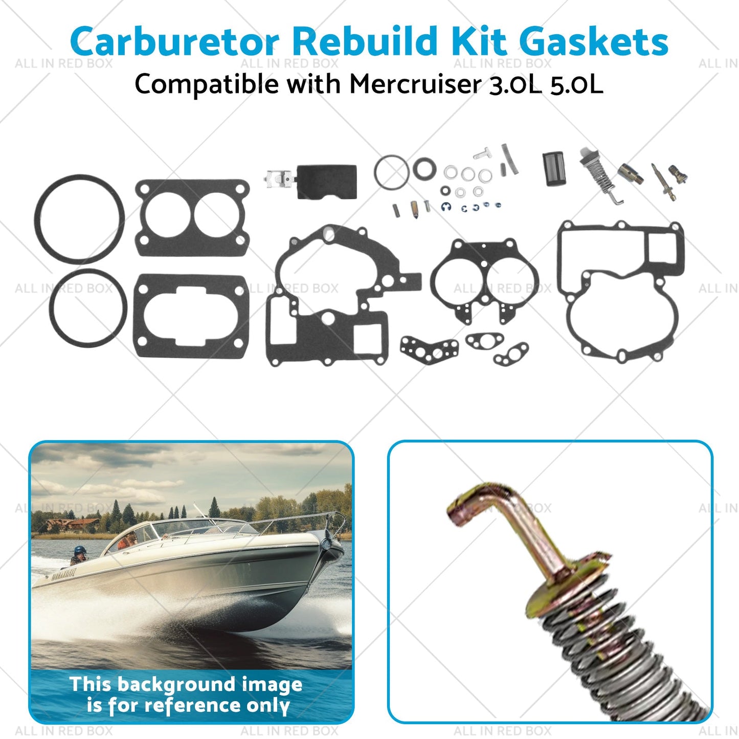 302-804844002 Carburetor Rebuild Kit Gaskets Suitable for Mercruiser 3. 0L 5. 0L-3