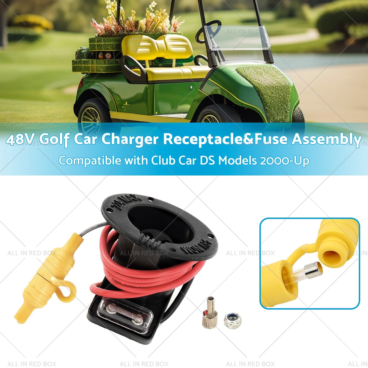 48V Golf Car Charger Receptacle and Fuse Assembly Suitable for Club Car DS 2000-Up-2