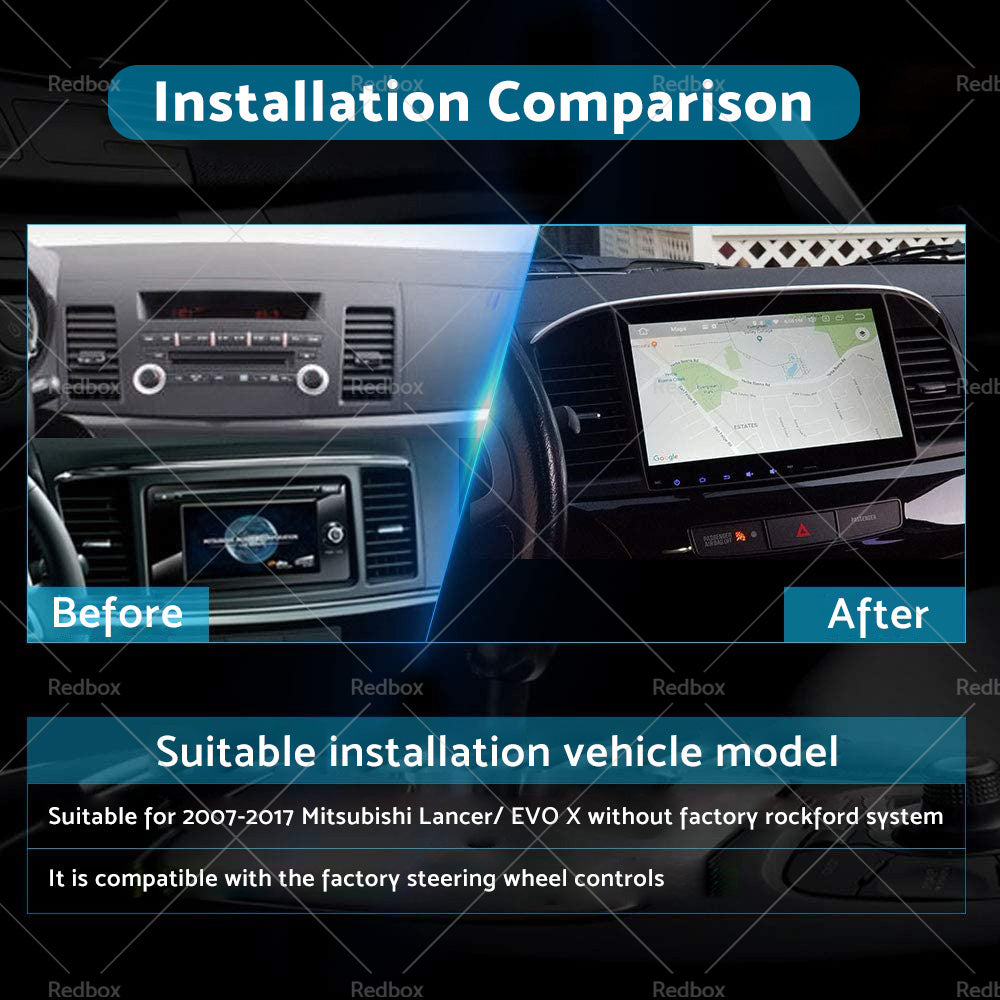 32GB 10. 1inch Carplay Radio Head Unit GPS Navi Suitable for Mitsubishi Lancer 10 CJ-3
