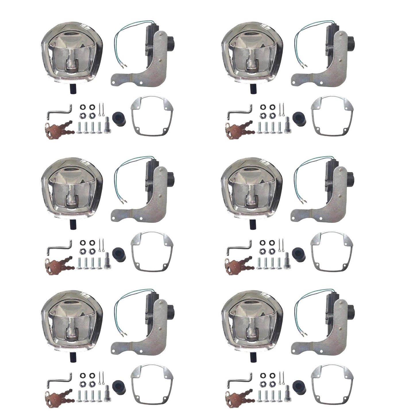 6 Set Chrome Power Operated Recessed Folding Whale Tail T-Lock Handle Toolbox-5