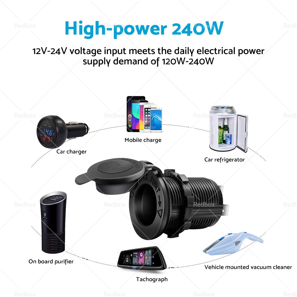 2X Waterproof 12V Car Cigarette Lighter Socket USB Charger Power Adapter Outlet-3