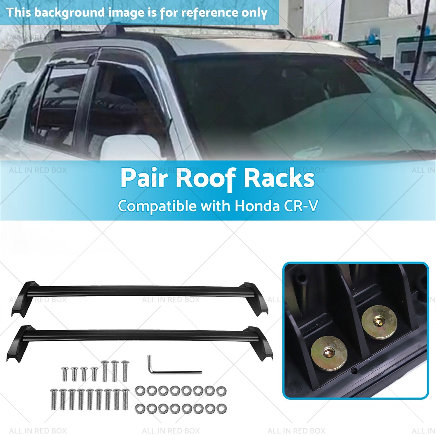 Pair Suitable For Honda CRV 2002-2006 Cross Bar Roof Rack Black-2