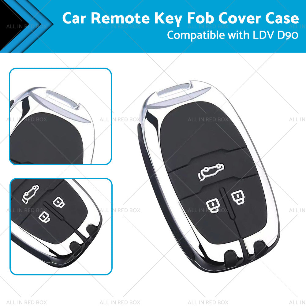 Zinc Alloy Remote Key Fob Case Cover Shell Suitable For LDV D90 3buttons Silver-0