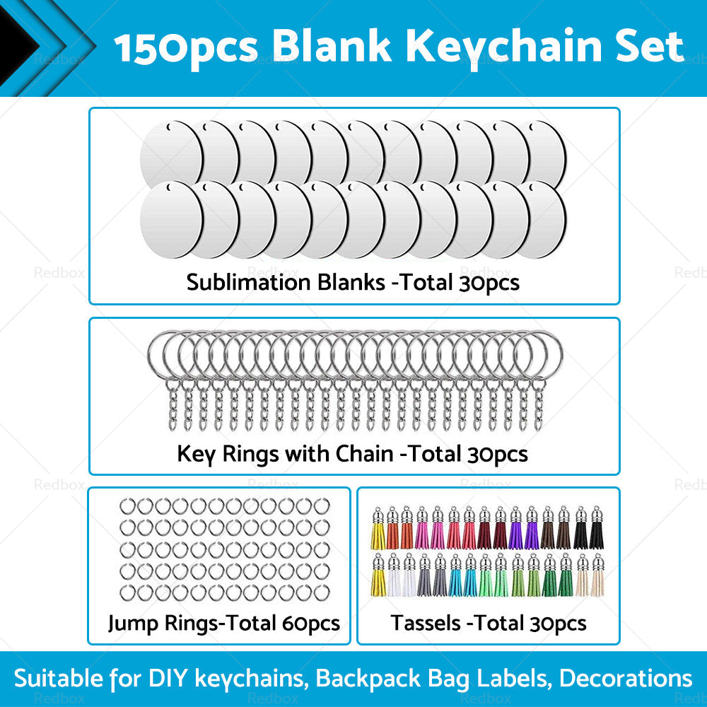 Bulk Keychains Ornament Set 150PCS Sublimation Blank Keychain for Crafts Jewelry-0