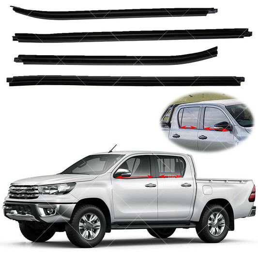 4x Window Moulding Trim Weather Strip Suitable For HILUX SR5 Double Cab 05-15-1