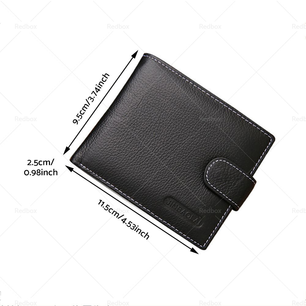 Mens Wallet Black Bi Fold with Top Layer Cowhide Leather Card Slots Coin Pocket-2