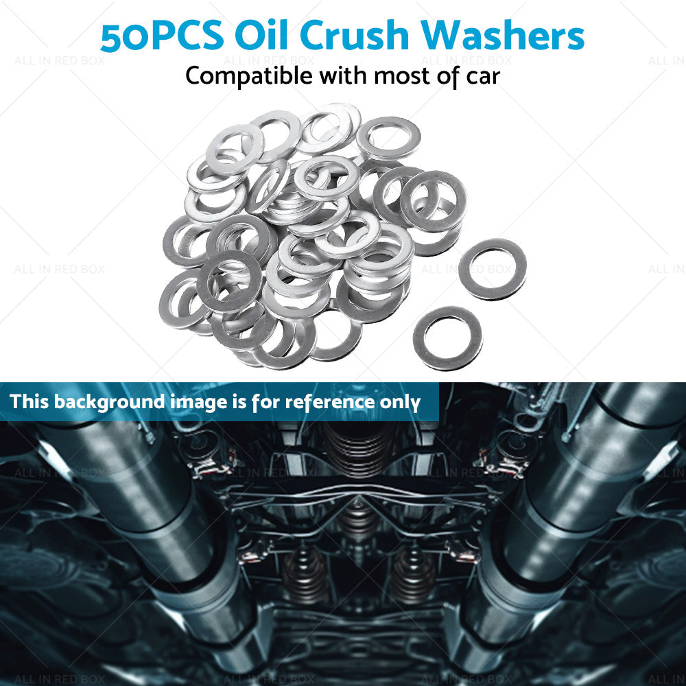 50PCS Car Engine Oil Crush Washers Drain Plug Gaskets ID 14mm , OD 22mm Aluminum-4