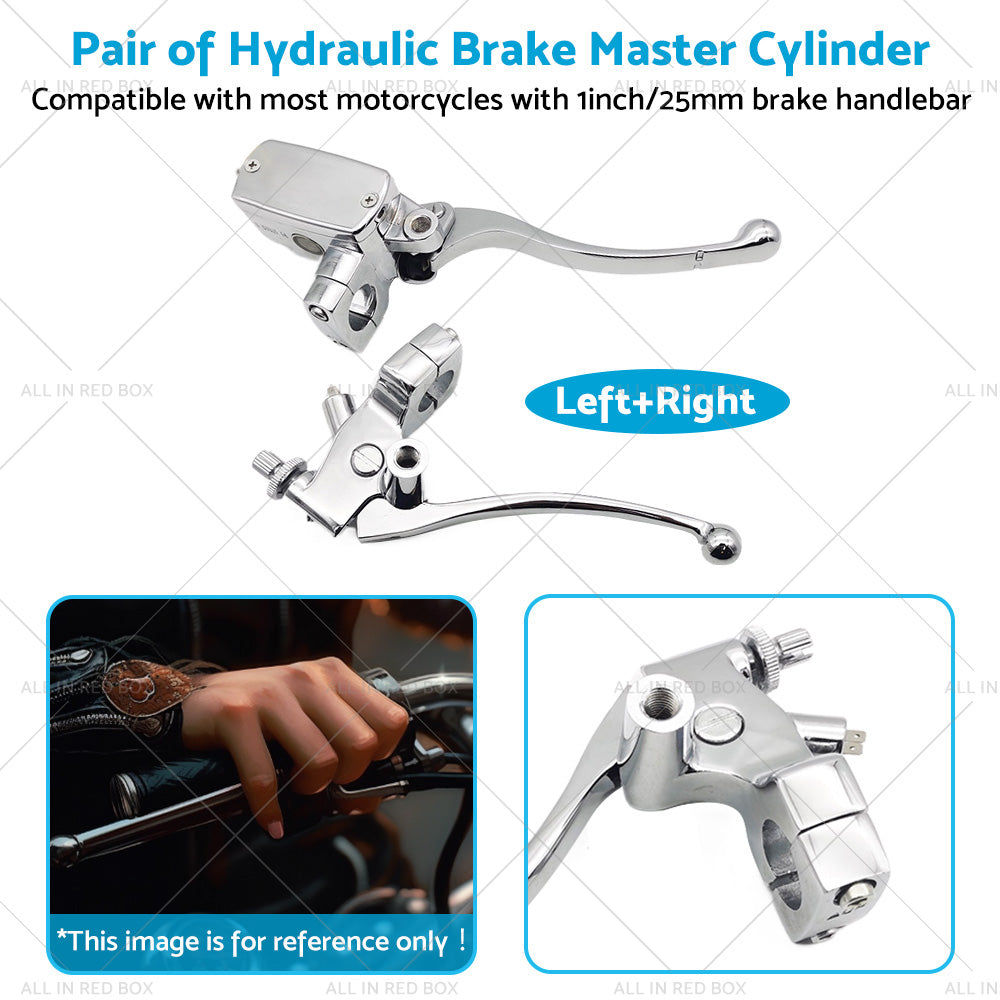 1inch Chrome Motorcycle Handlebar Hydraulic Brake Master Cylinder and Clutch Lever-4