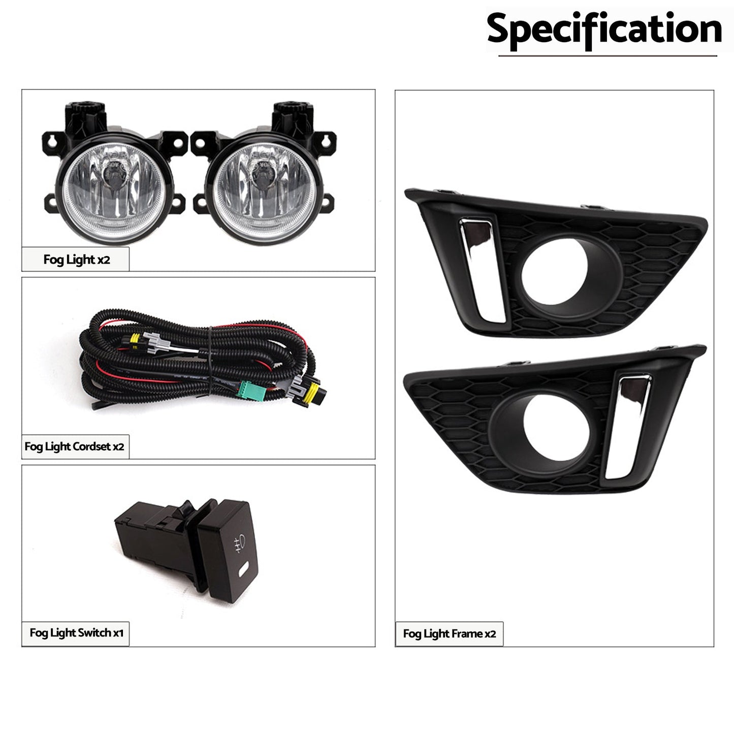 Full Set Fog Light Spot Driving Lamp Kit Suitable For Honda Jazz GF 2014-2017-4