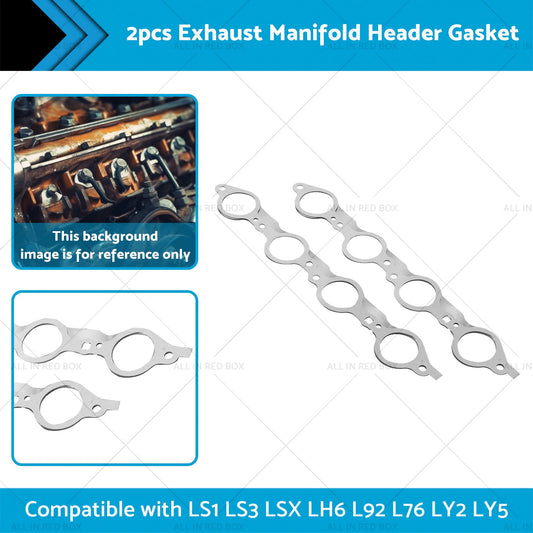 2PCS Exhaust Manifold Gasket Multi-Layer Steel Header Suitable For LS1 LS3 LSX-1