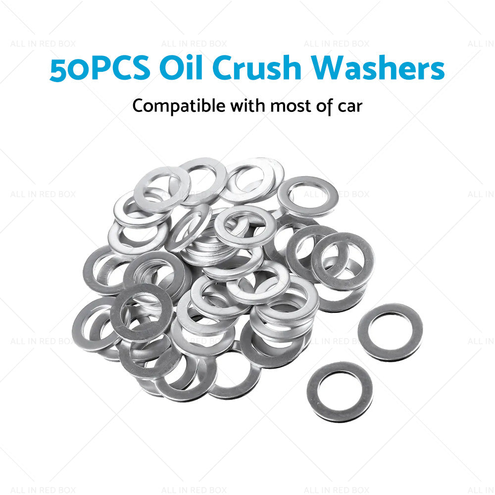 50PCS Car Engine Oil Crush Washers Drain Plug Gaskets ID 14mm , OD 22mm Aluminum-3