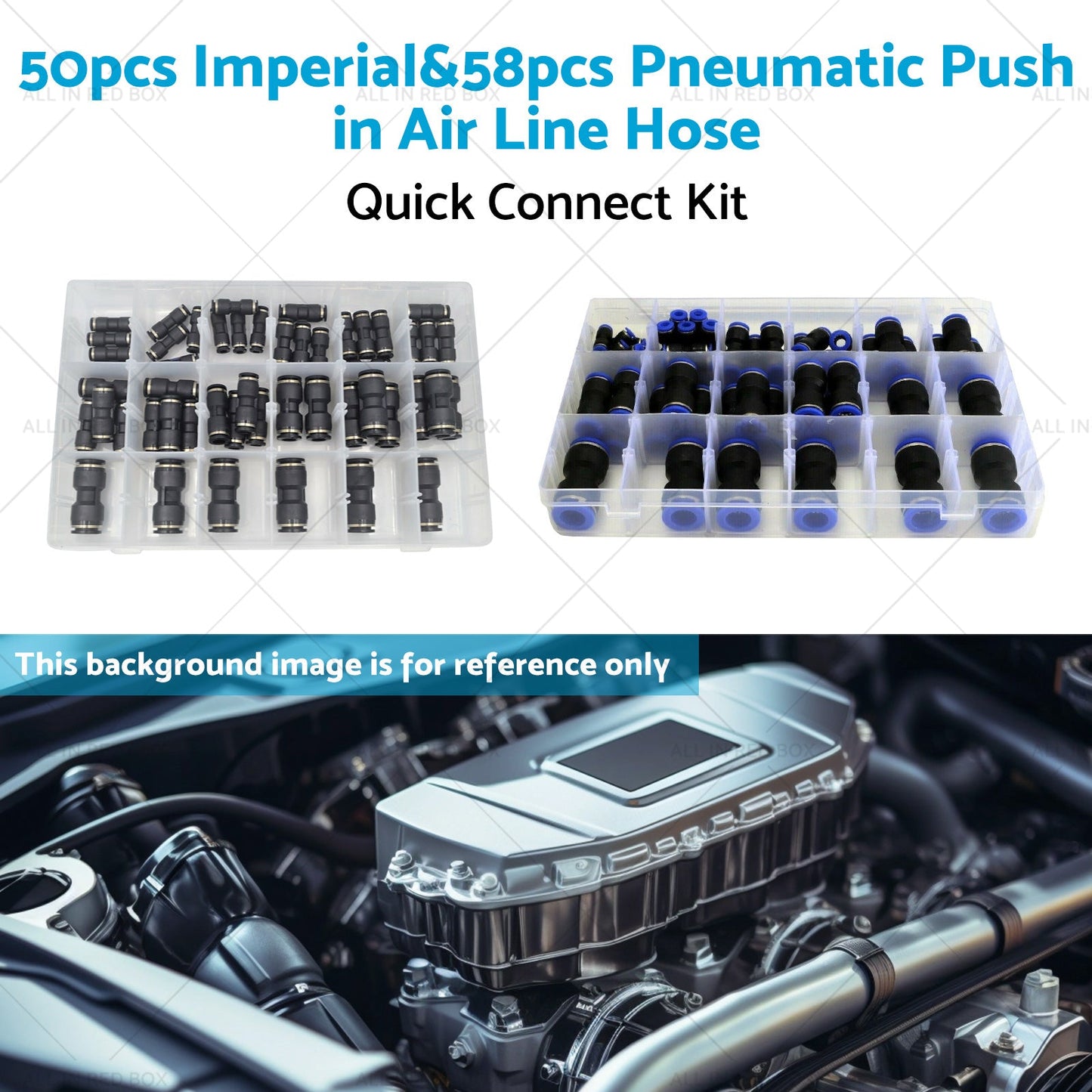 50pcs Imperial and 58pcs Pneumatic Push in Air Line Hose Joiner Quick Connect Kit-4