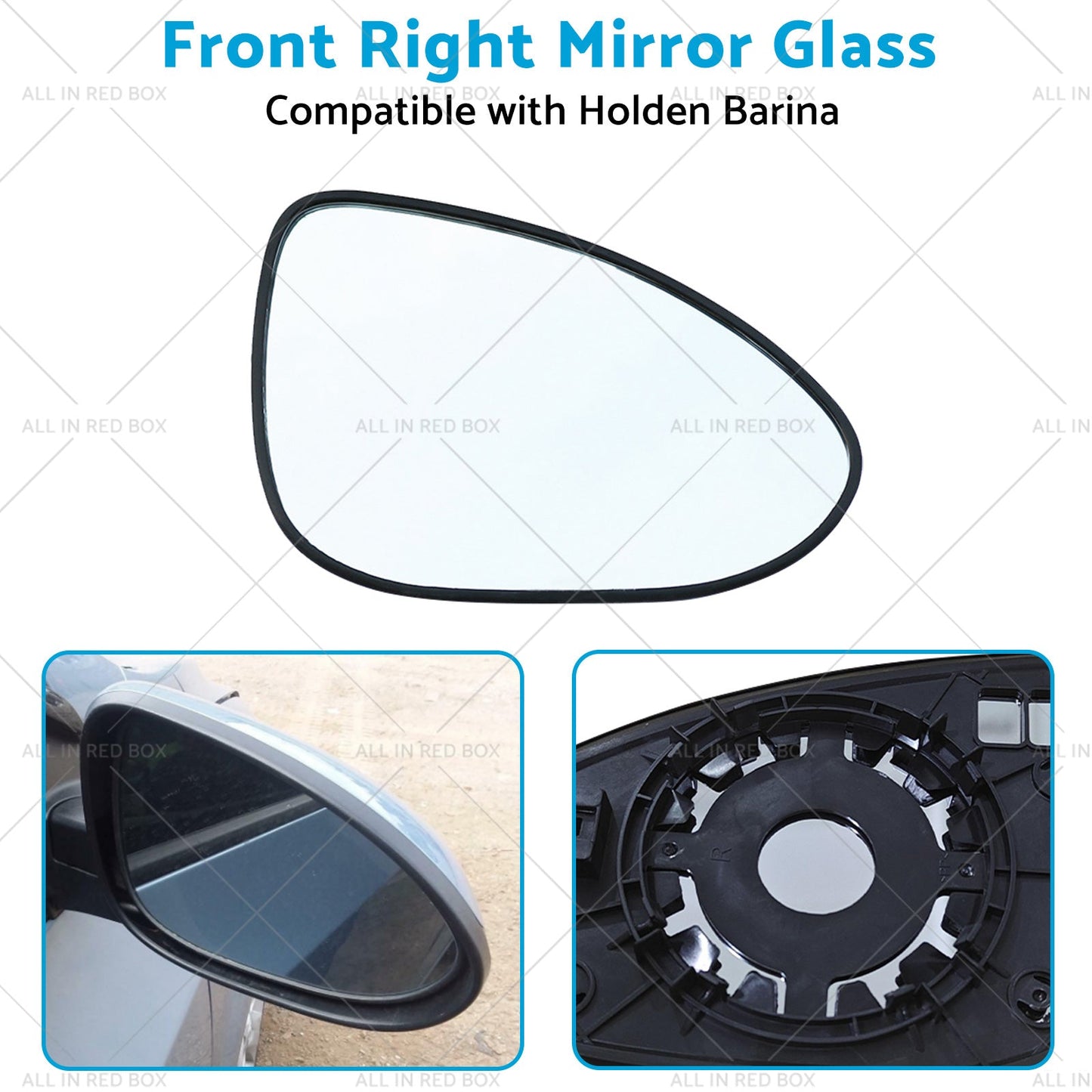 Suitable for Holden Barina 2011-ON Right Mirror Glass With Back Plate NO HEATED-3