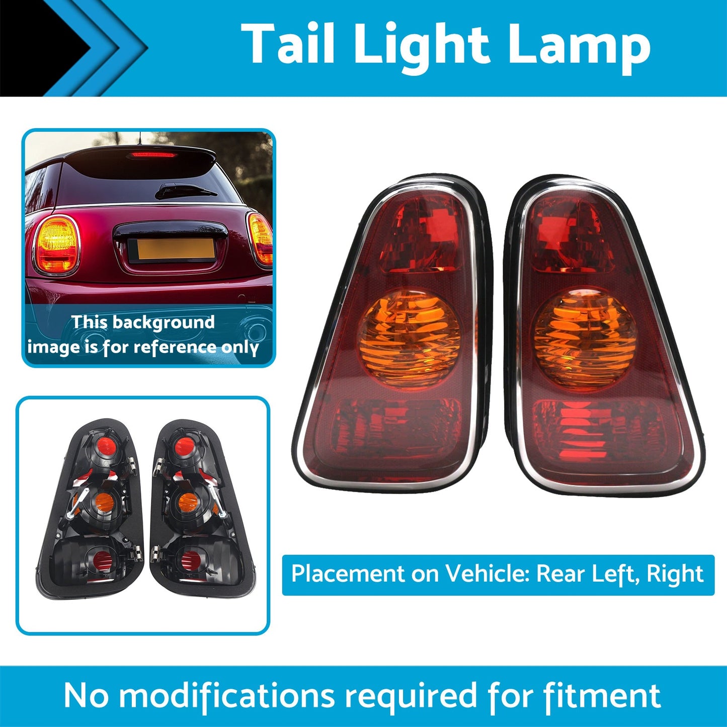 Pair LH+RH Hand Tail Light Lamp Suitable For Mini Cooper Hatch R50 2001-2004-3