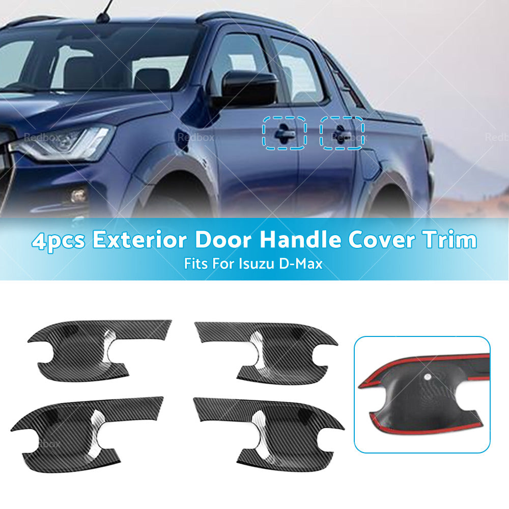 Carbon Fiber Exterior Door Handle Bowl Cover Trim For Isuzu D-Max Dmax 2021-2022-2
