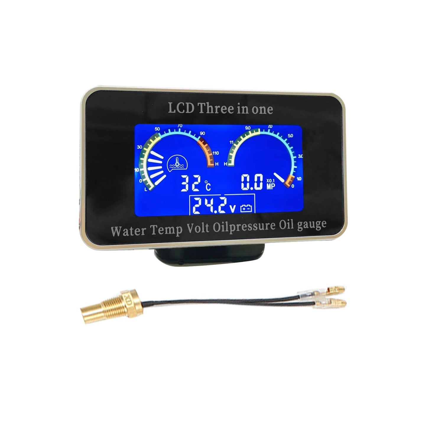 3in1 LCD Oil Pressure Gauge Monitor+Voltmeter+Water Temp Gauge 12V/24V Car Truck-4