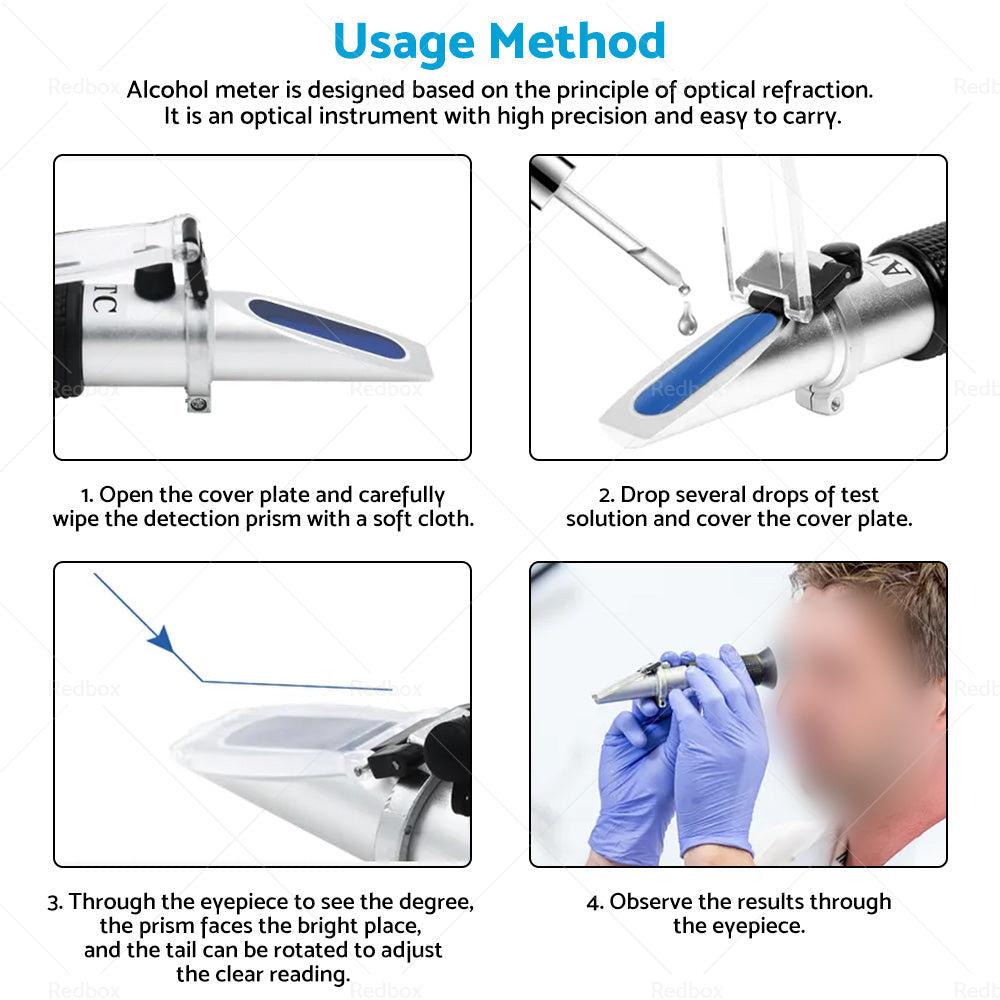 ATC Alcohol Refractometer Liquor Volume Percent Tester 0-80percent Measuring Range-3