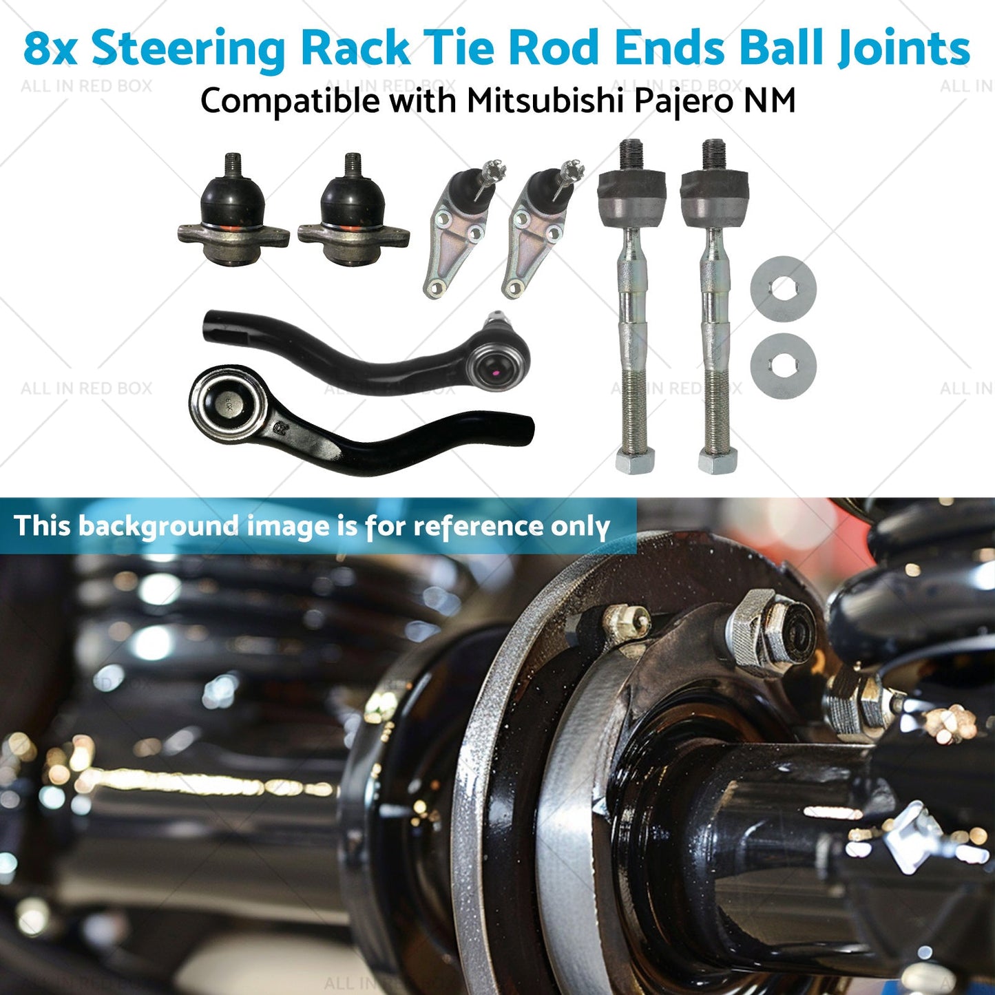 8x Steering Rack Tie Rod Ends Ball Joints Suitable for Mitsubishi Pajero NM-4
