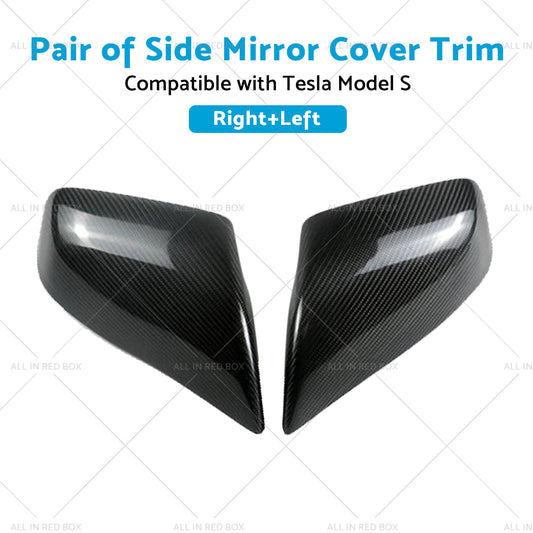 2x Real Carbon Fiber Wing Side Mirror Cover Trim Suitable For Tesla Model S-1