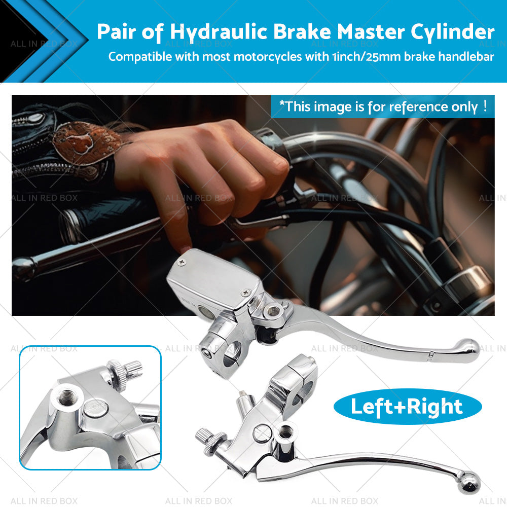 1inch Chrome Motorcycle Handlebar Hydraulic Brake Master Cylinder and Clutch Lever-0