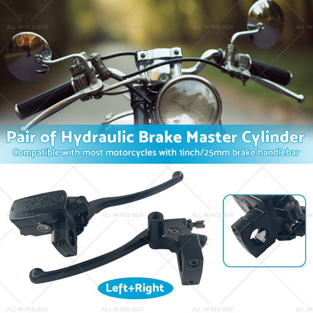 Pair 1inch 25mm Motorcycle Hydraulic Brake Clutch Master Cylinder Lever Left Right-2