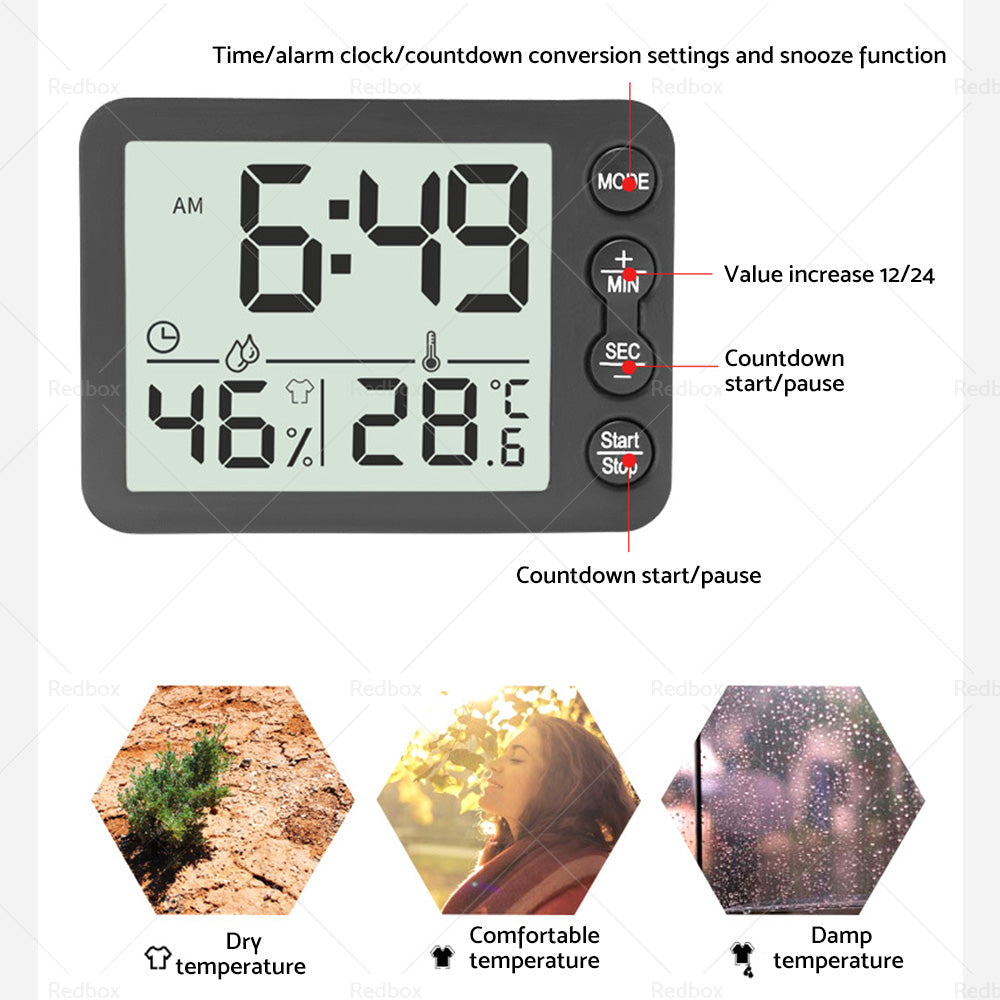 Small Mini Digital Clock Temperature 鈩 Alarm Travel LCD LED Battery Black White-4