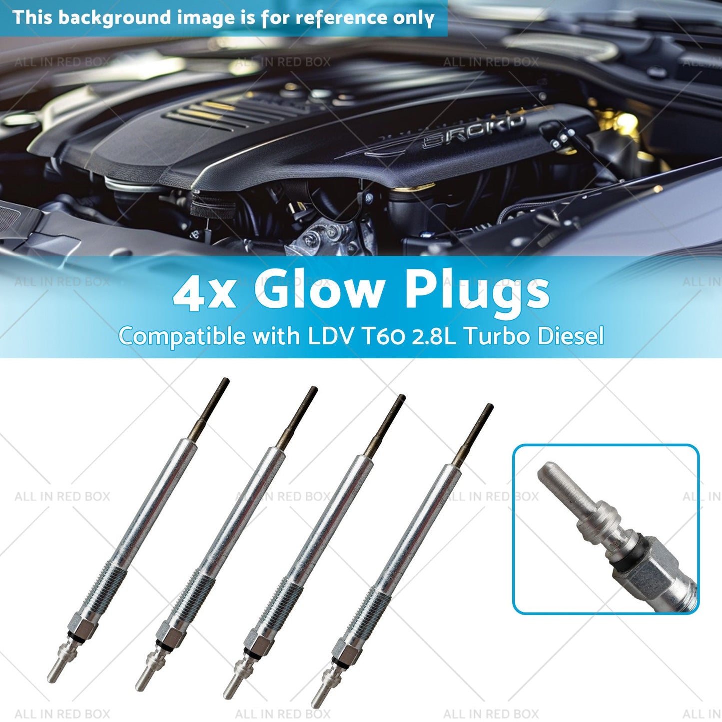 4x Glow Plugs Suitable for LDV T60 Turbo Diesel 2017 on 2. 8L-2