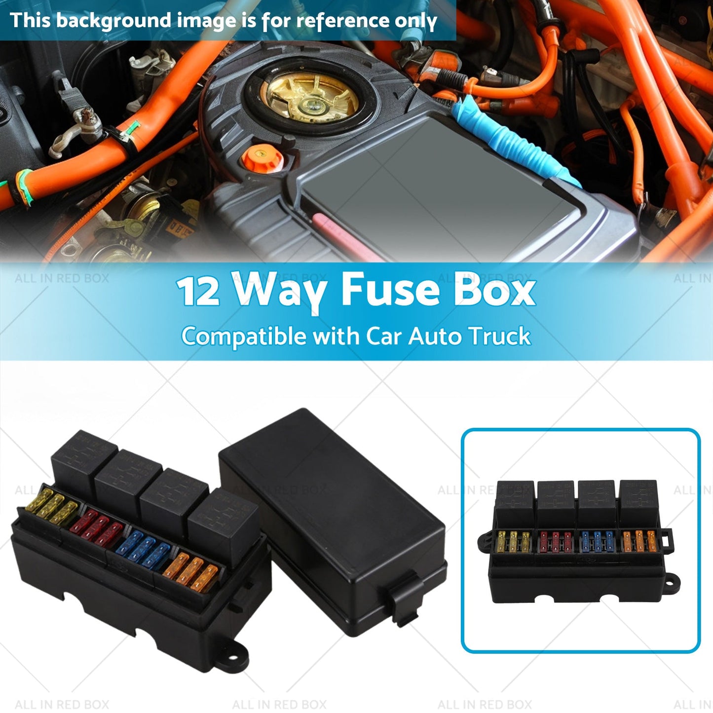 12 Way Blade Fuse Box 4-Relay Holder and Terminal and Fuse 12V 40A Car Auto Truck 4Pin-2