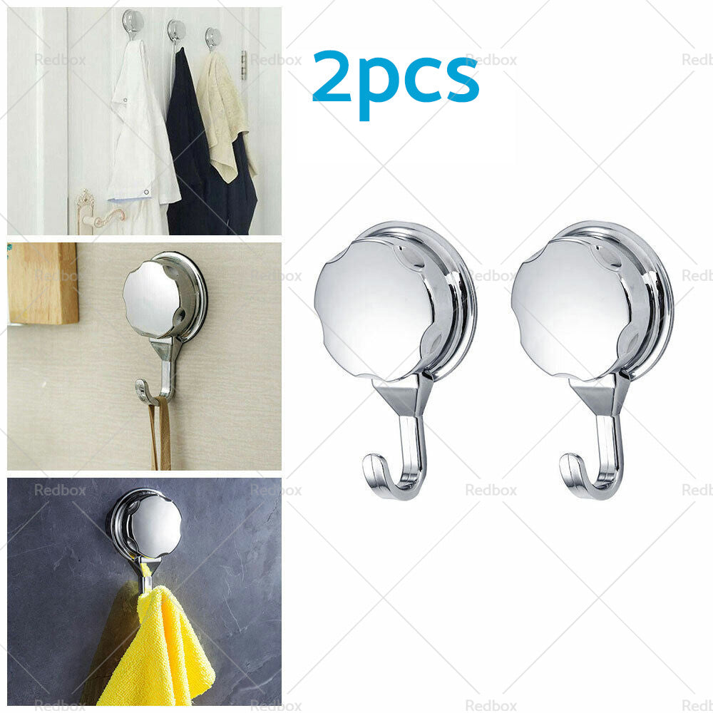 2PCS Strong Vacuum Suction Cup Hook Bathroom Kitchen Towel Shower Hooks Holder-2