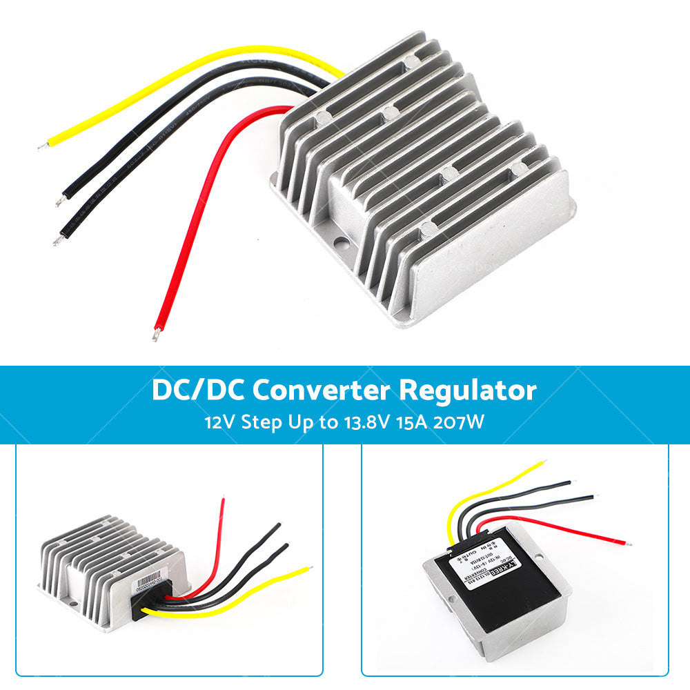 Waterproof DC or DC Converter Regulator 12V Step Up to 13.8V 15A 207W-1
