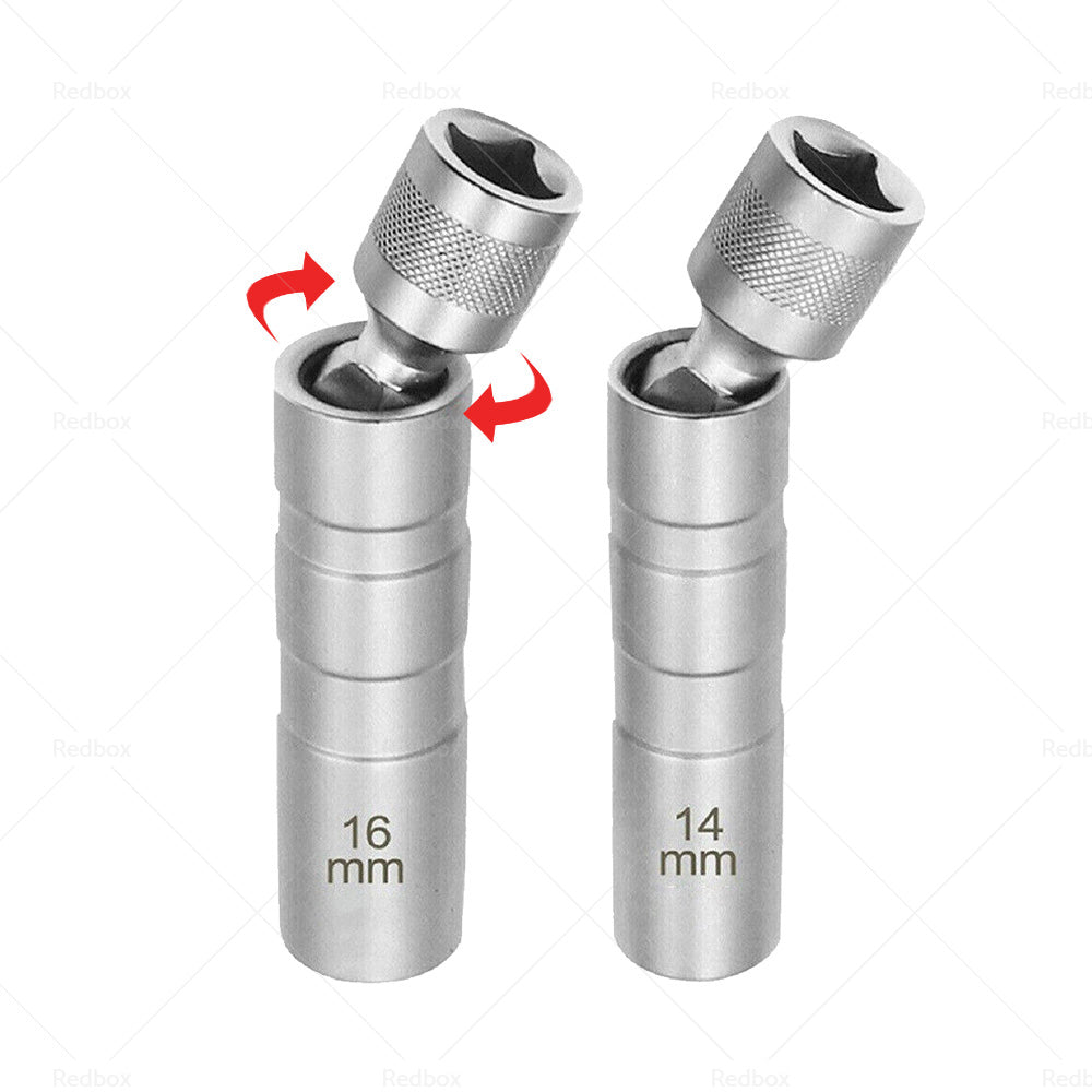 14/16 MM Thin Wall Magnetic Swivel Spark Plug Socket 12Point Removal Tools-7