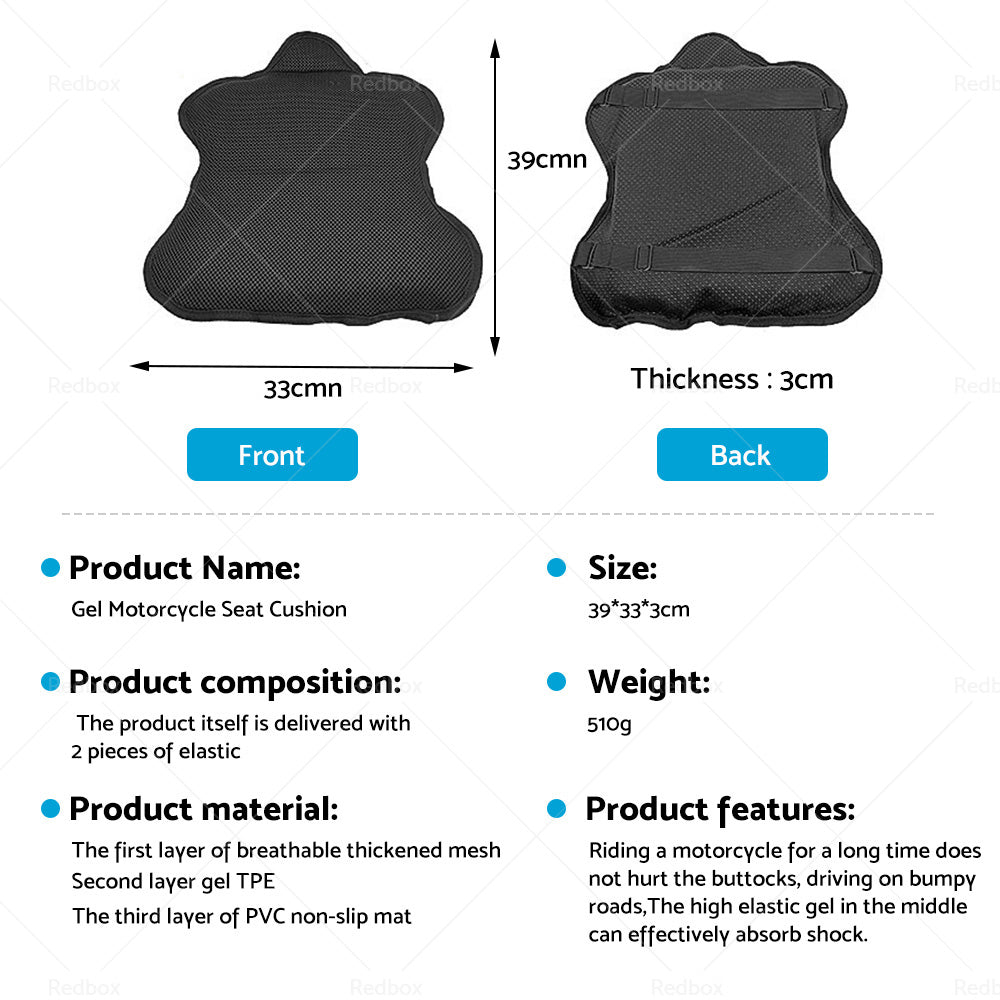 Motorcycle Comfort Gel Seat Cushion Universal Air Motorbike Pillow Pad Cover-3