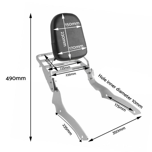 Backrest Sissy Bar Luggage Rack Suitable for Yamaha V-Star 650 Custom XVS650-1