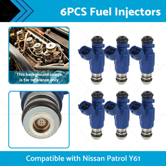 6PCS Fuel Injector Suitable For Nissan Patrol Y61 TB48DE RB25DET 16600-AA500-1