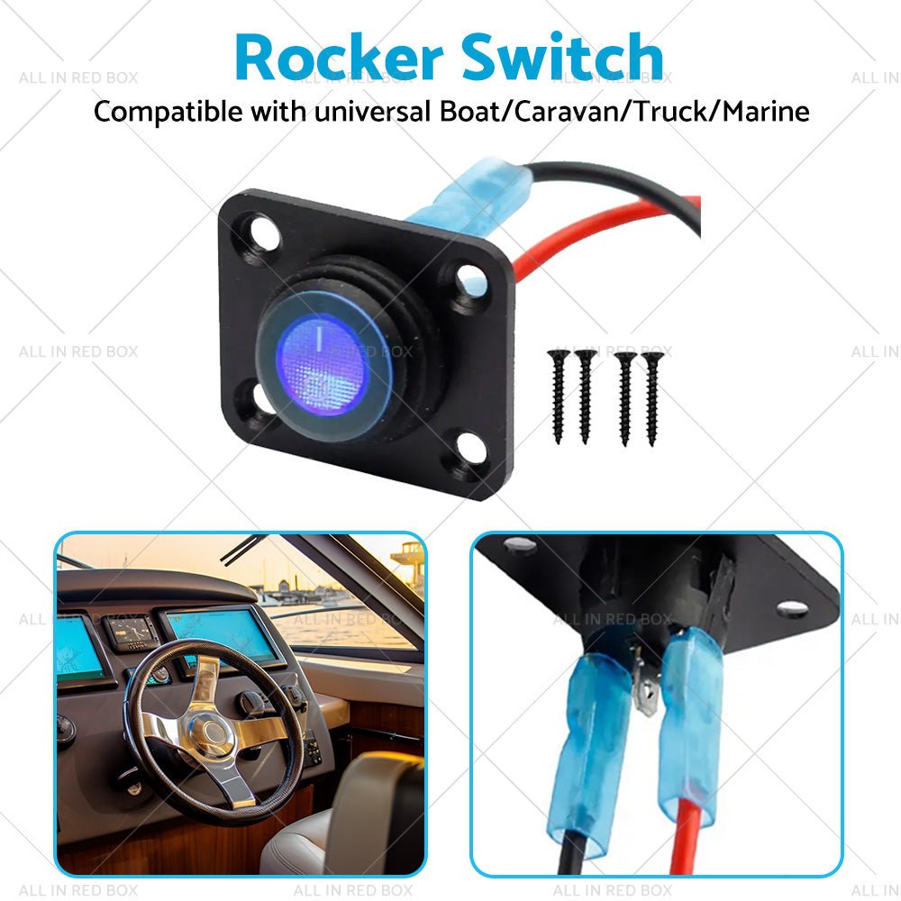 For Boat Caravan Truck Marine 12V 1 Gang Toggle Rocker Switch Panel ON OFF-4