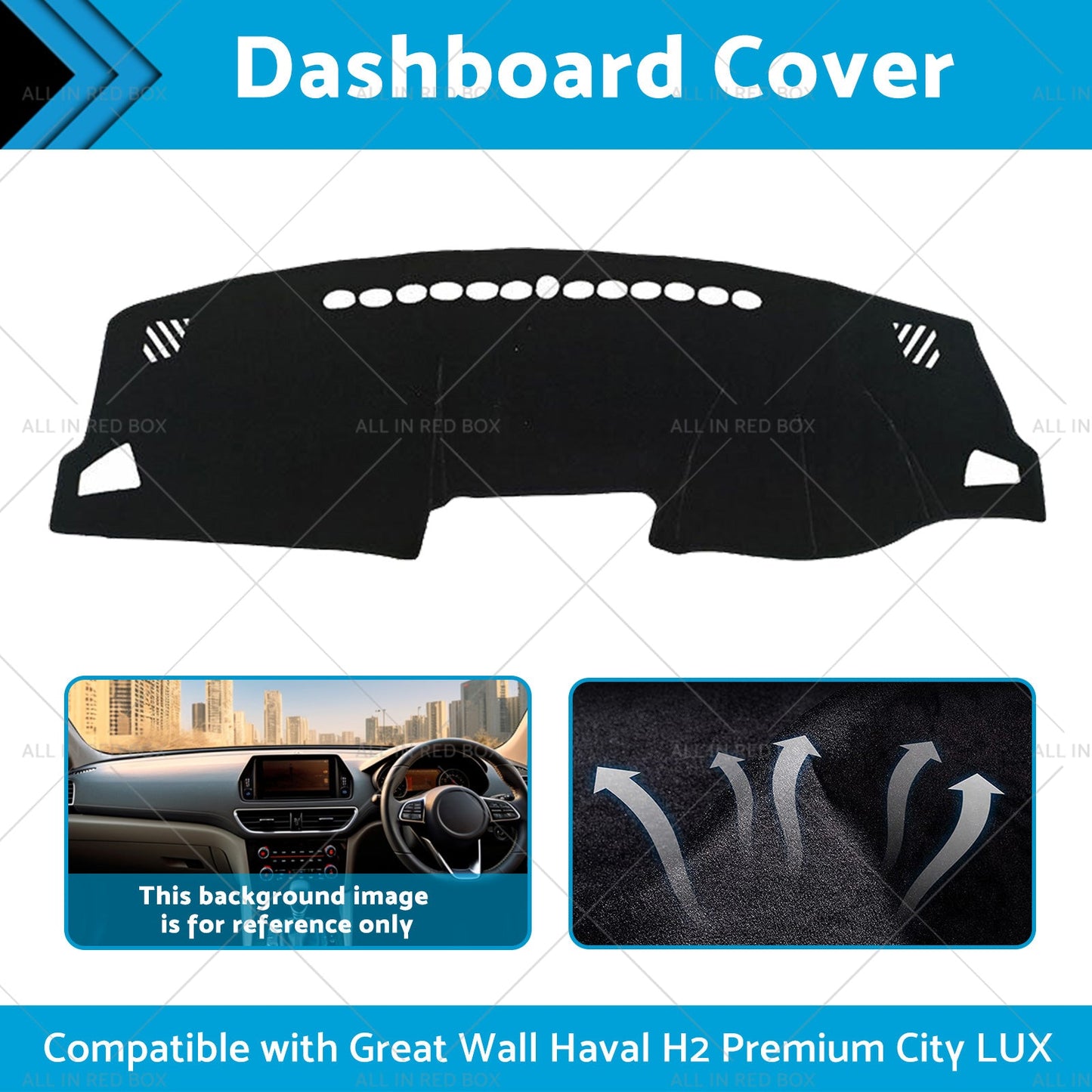 Black Non-Slip Dash Mat Suitable For Haval H2 Premium City LUX 2015-2020 2WD-1