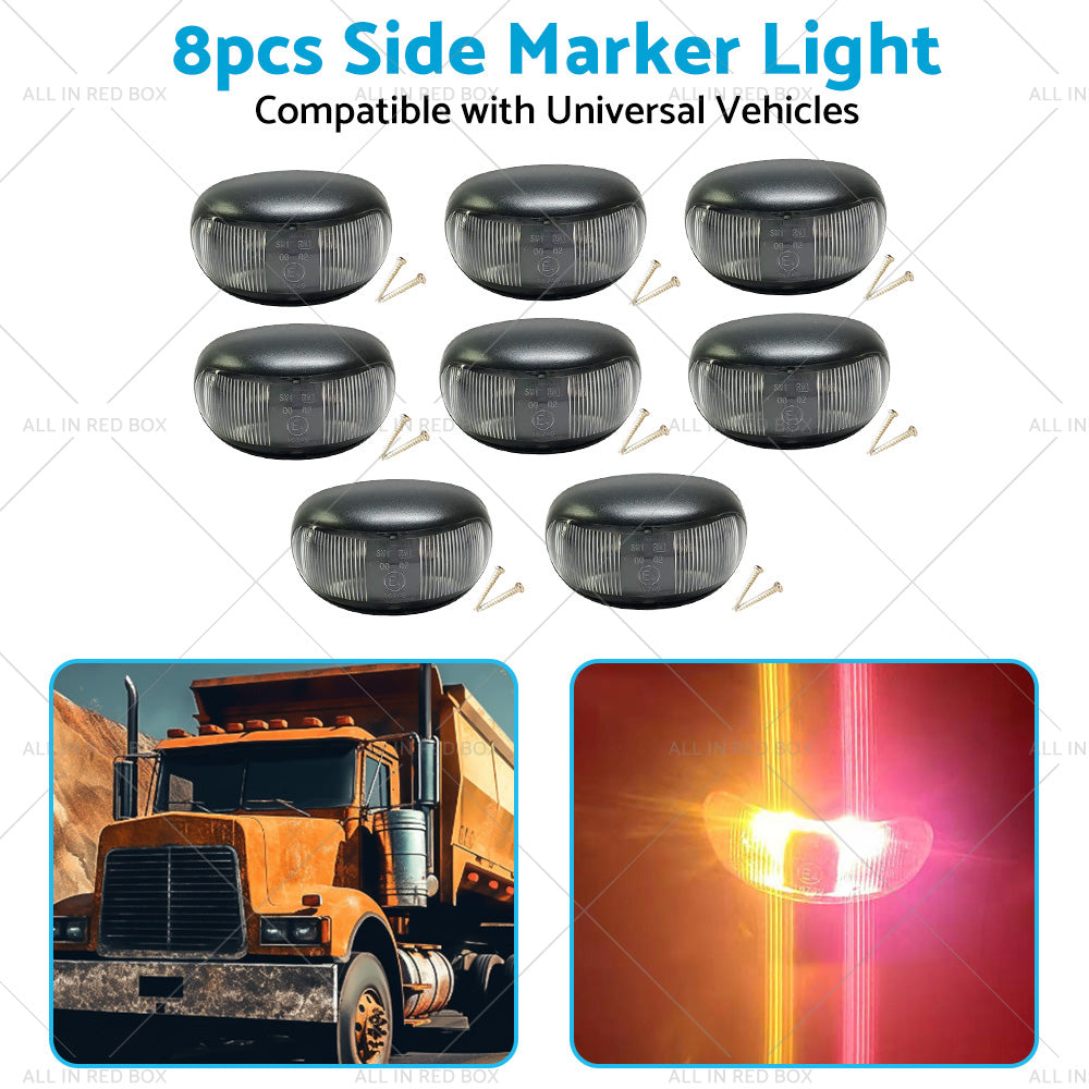 8pcs 2 LED Clearance Lights Side Marker Lamp Red Amber Trailer Truck 12V 24V-4
