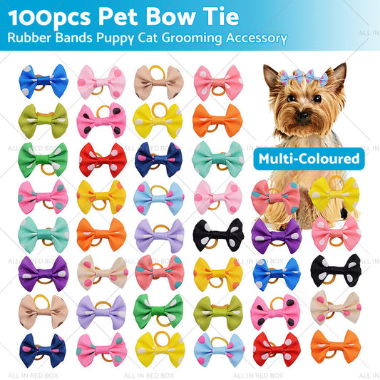 Up To 100PCS Pet Small Dog Hair Bows Rubber Bands Puppy Cat Grooming Accessory-1