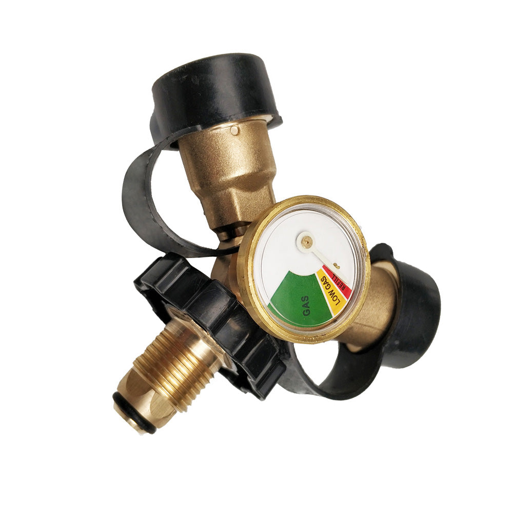 LPG Bottle POL Dual Outlet Adapter inch Y inch Configuration with Gas Level Gauge-3