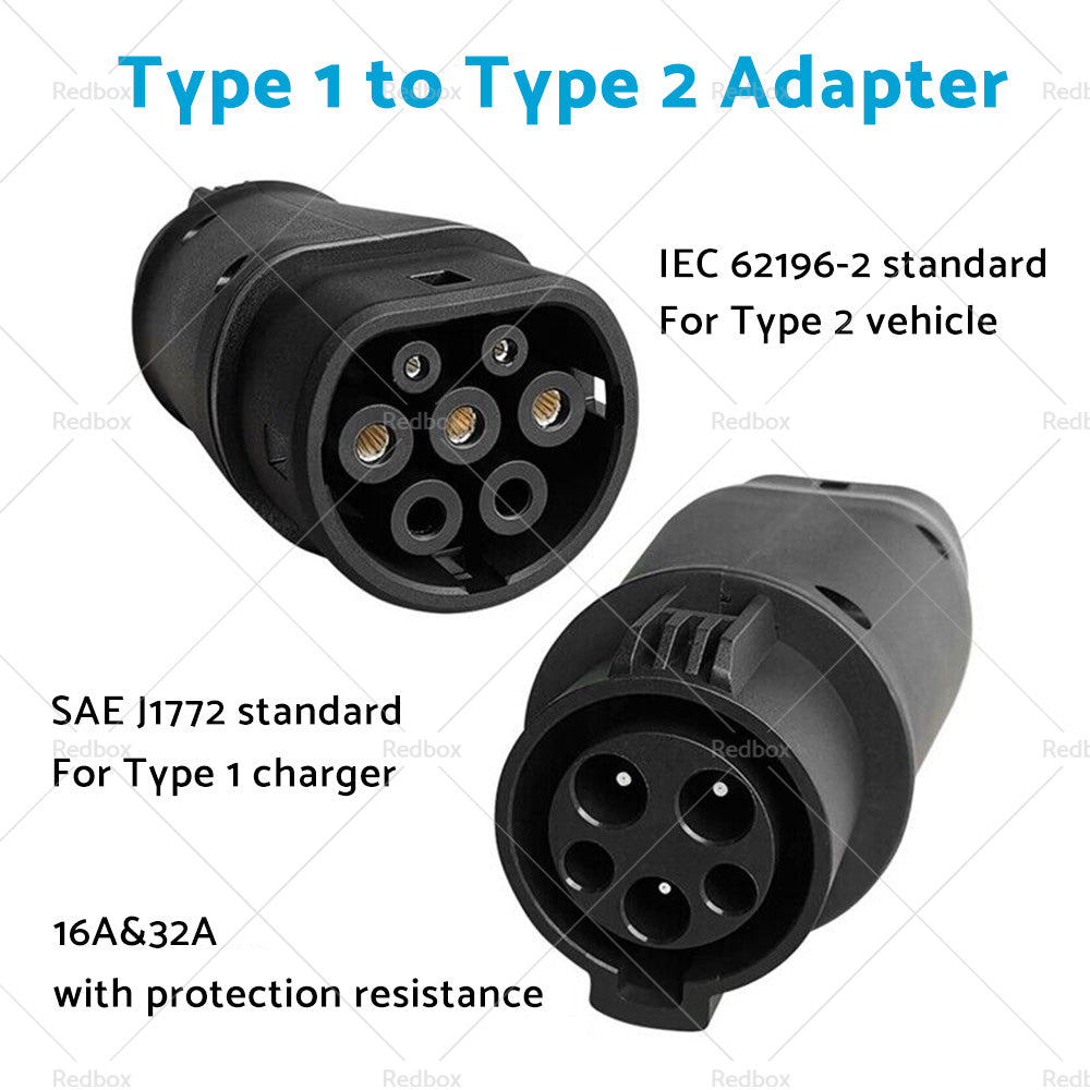 EVSE EV Adaptor 32A J1772 Type 1 to Type 2 Plug EV Adapter, Electric Cars V A3Y2-4