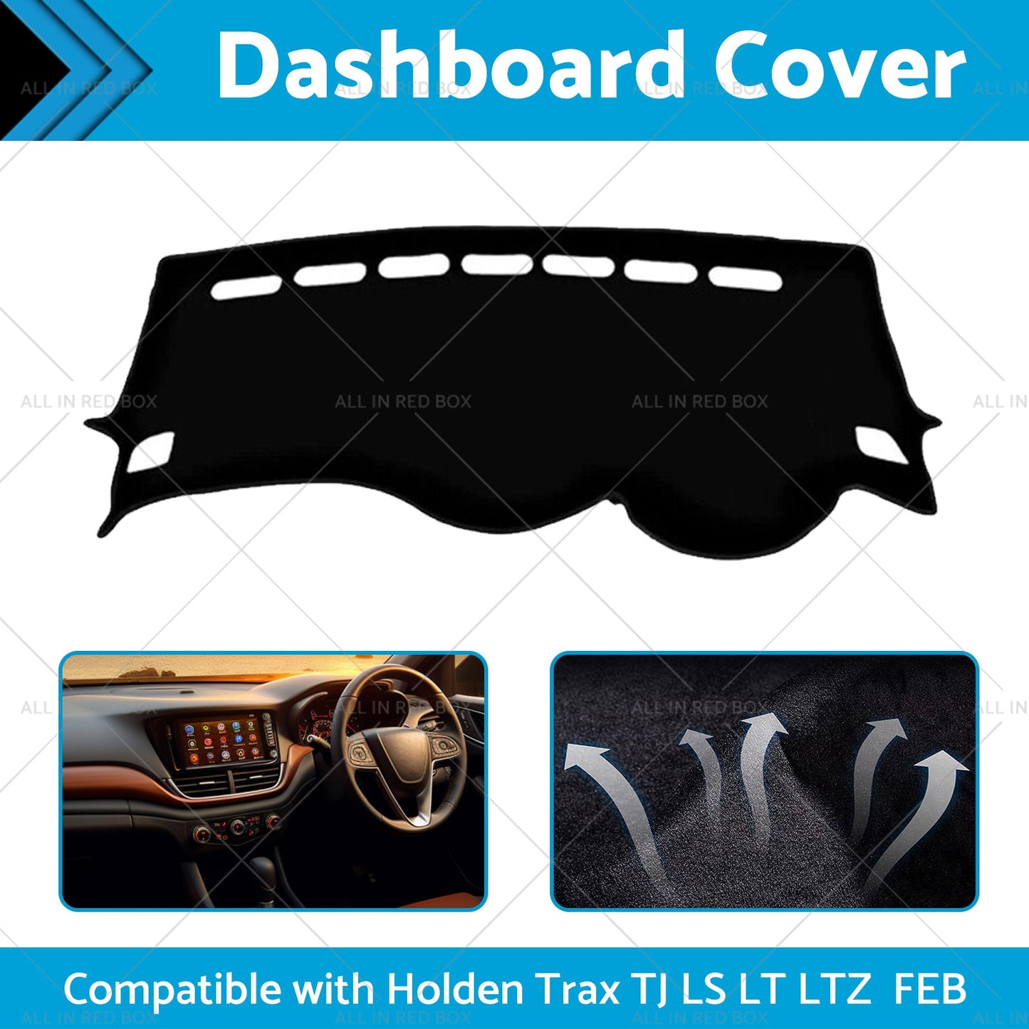 Non-Slip Dash Mat Suitablefor Holden Trax TJ LS LT LTZ MY17 FEB 2017-2019 Black-2